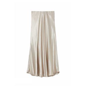 H&M | Light Beige Midi Satin Slip Skirt | 10